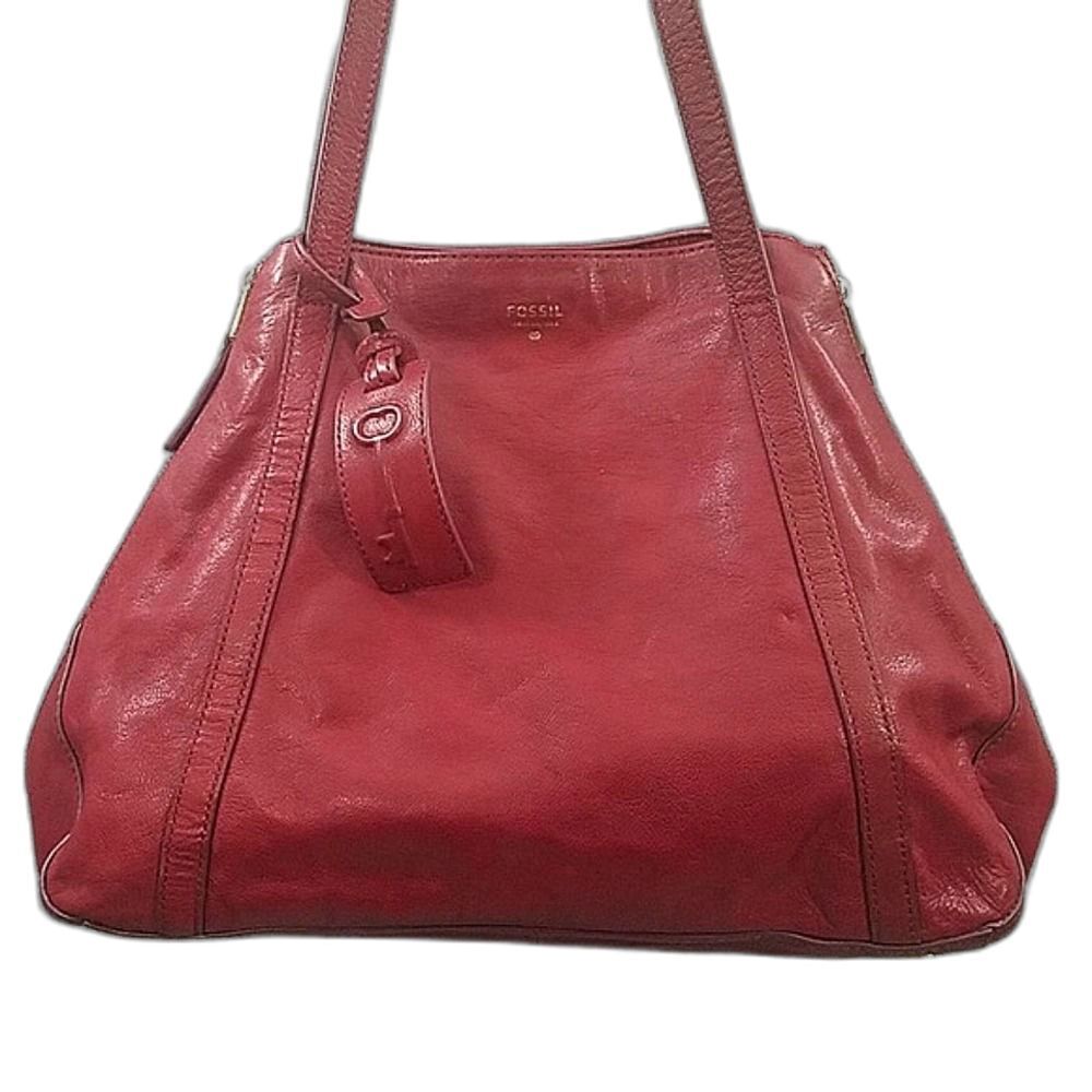 Fossil Gwen Shopper Expandable Shopper Tote Issue No. 1954 Leather Red Suede